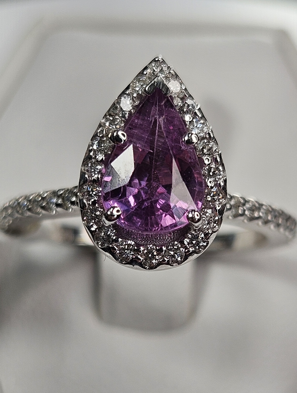 14K White Gold Unheated 1.72ct. Sapphire and Diamond Cocktail/Engagement Ring